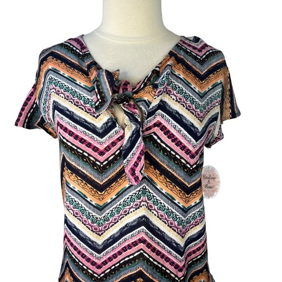 Harlow & Rose Womens Shirt Vneck Front Tie Short Sleeves Size 5 New - Picture 3 of 10